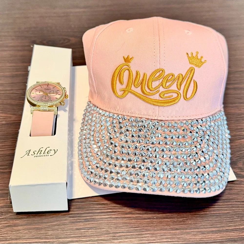 Pink Queen Rhinestone Hat & Watch Gift Set Ashley Princess NWT - Picture 8 of 8
